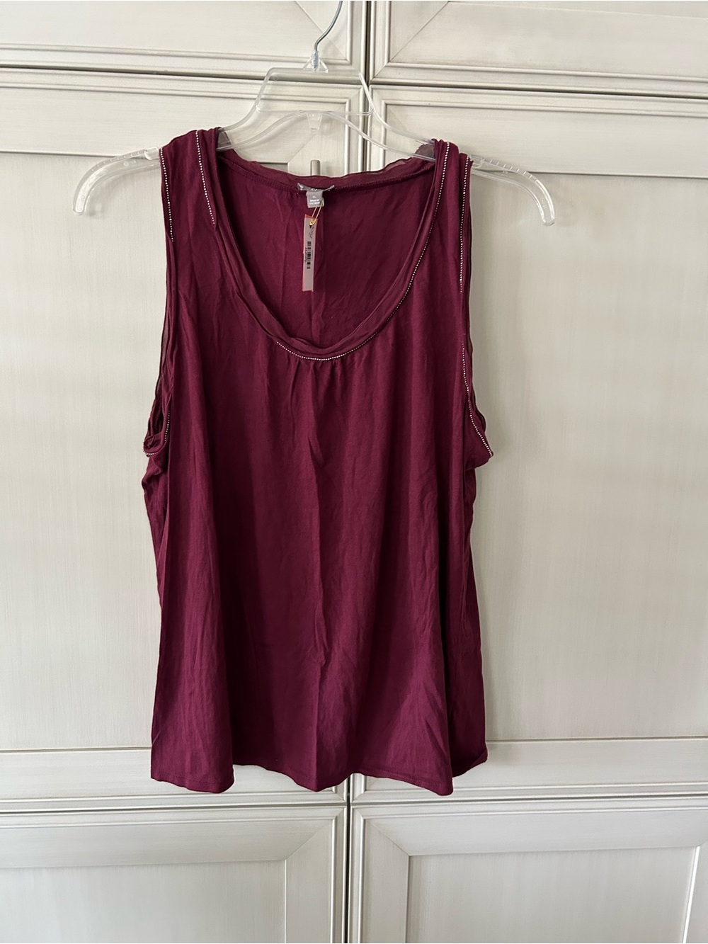 J. Jill Beaded Scoop Neck Tank in Burgundy